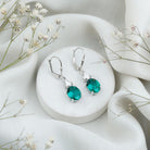 Certified 6 Carat Oval Cut Lab Grown Emerald Drop Hoop Earrings AAAA 92.5 Sterling Silver - Rosec Jewels