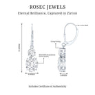 Certified Cubic Zirconia Hoop Drop Earrings with Lever Back AAAA 92.5 Sterling Silver - Rosec Jewels