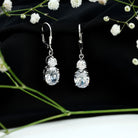 Certified Cubic Zirconia Hoop Drop Earrings with Lever Back AAAA 92.5 Sterling Silver - Rosec Jewels