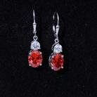 Certified 8 Carat Lab Grown Orange Sapphire Drop Earrings with Moissanite AAAA 92.5 Sterling Silver - Rosec Jewels