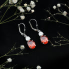 Certified 8 Carat Lab Grown Orange Sapphire Drop Earrings with Moissanite AAAA 92.5 Sterling Silver - Rosec Jewels