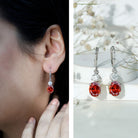 Certified 8 Carat Lab Grown Orange Sapphire Drop Earrings with Moissanite AAAA 92.5 Sterling Silver - Rosec Jewels