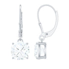Rosec Jewels-Certified 8mm Cushion Cut Moissanite Drop Earrings in Silver
