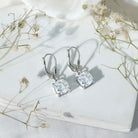 Certified 6 Carat Cushion Cut Moissanite Drop Earrings in Silver D-VS1 92.5 Sterling Silver - Rosec Jewels