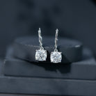 Certified 6 Carat Cushion Cut Moissanite Drop Earrings in Silver D-VS1 92.5 Sterling Silver - Rosec Jewels
