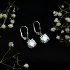 Certified 6 Carat Cushion Cut Moissanite Drop Earrings in Silver D-VS1 92.5 Sterling Silver - Rosec Jewels