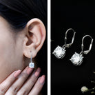 Certified 6 Carat Cushion Cut Moissanite Drop Earrings in Silver D-VS1 92.5 Sterling Silver - Rosec Jewels