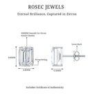 Certified 3.7 Carat Emerald Cut Cubic Zirconia Stud Earrings AAAAA 92.5 Sterling Silver - Rosec Jewels