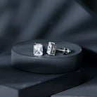 Certified 3.7 Carat Emerald Cut Cubic Zirconia Stud Earrings AAAAA 92.5 Sterling Silver - Rosec Jewels