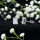 Certified 3.7 Carat Emerald Cut Cubic Zirconia Stud Earrings AAAAA 92.5 Sterling Silver - Rosec Jewels