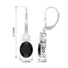 Oval Created Black Diamond Drop Earrings with Moissanite Lab Created Black Diamond - ( AAAA ) - Quality - Rosec Jewels
