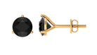 Lab Created Black Diamond Solitaire Stud Earrings with Screw Back AAAA ( Synthetic ) 18K Yellow Gold - Rosec Jewels