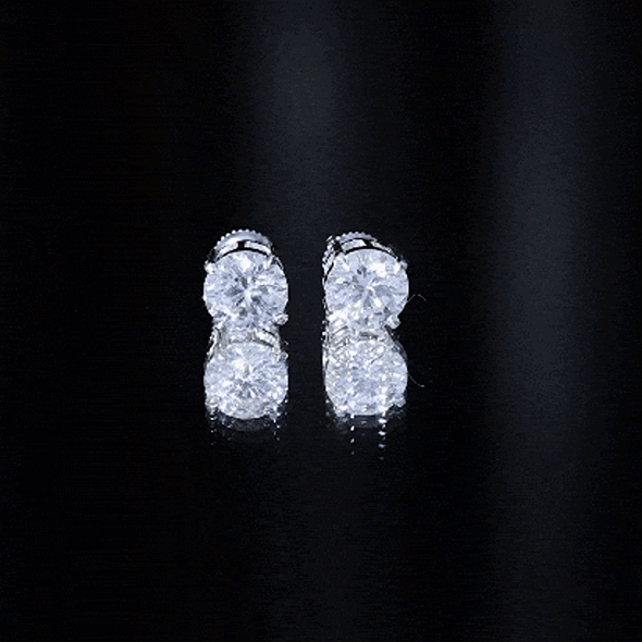 Certified 4 Carat Moissanite Stud Earrings in Silver D-VS1 92.5 Sterling Silver - Rosec Jewels