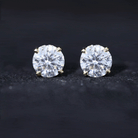 Round Moissanite Solitaire Stud earrings in 4 Prong Setting Moissanite - ( D-VS1 ) - Color and Clarity - Rosec Jewels