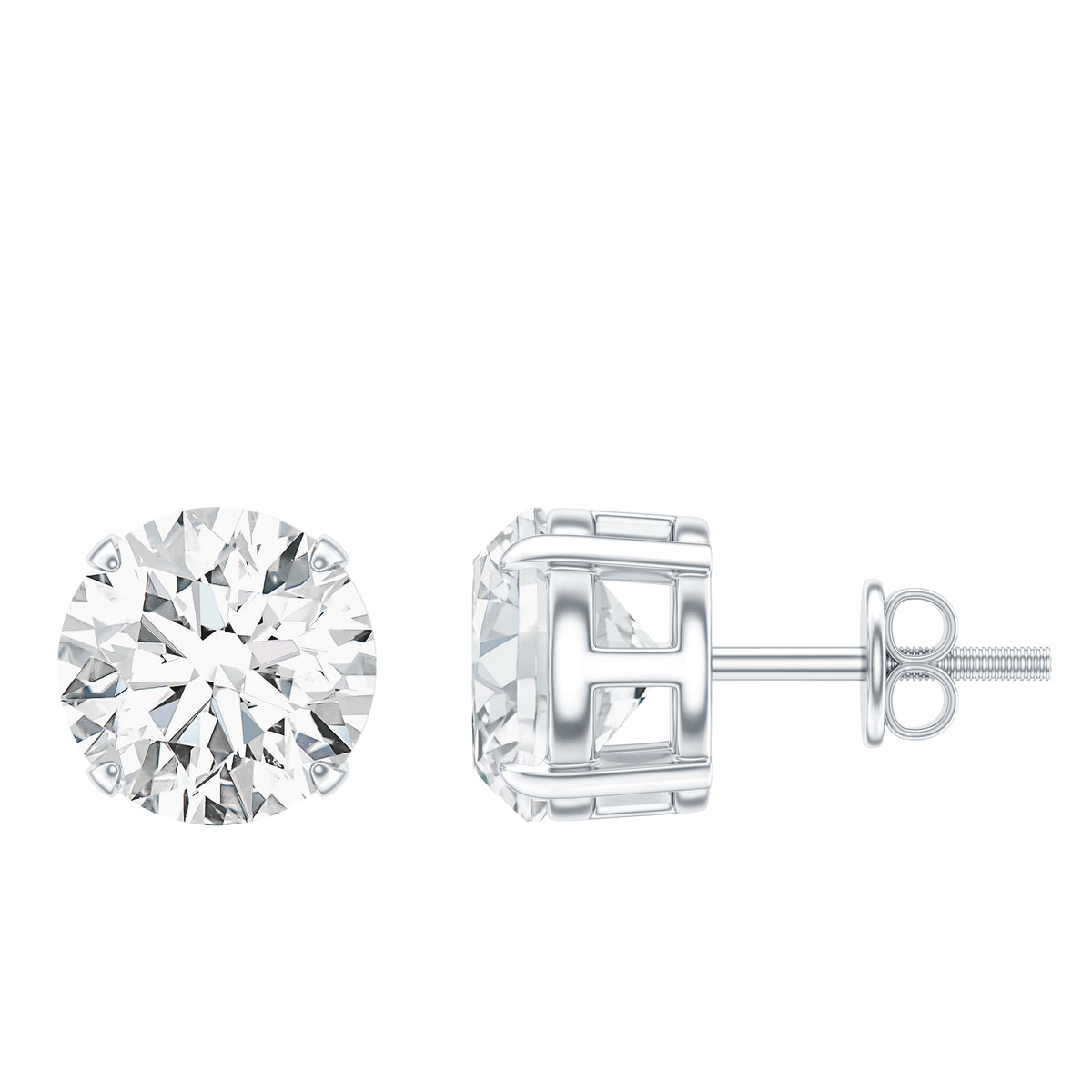 Certified 4 Carat Moissanite Stud Earrings in Silver D-VS1 92.5 Sterling Silver - Rosec Jewels