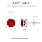 6 MM Round Cut Solitaire Lab Created Ruby Stud Earring for women AAAA - Rosec Jewels