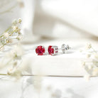 6 MM Round Cut Solitaire Lab Created Ruby Stud Earring for women AAAA - Rosec Jewels
