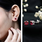 6 MM Round Cut Solitaire Lab Created Ruby Stud Earring for women AAAA - Rosec Jewels