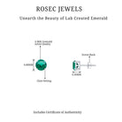 Elegant Created Emerald Solitaire Stud Earrings in Gold Lab Created Emerald - ( AAAA ) - Quality - Rosec Jewels