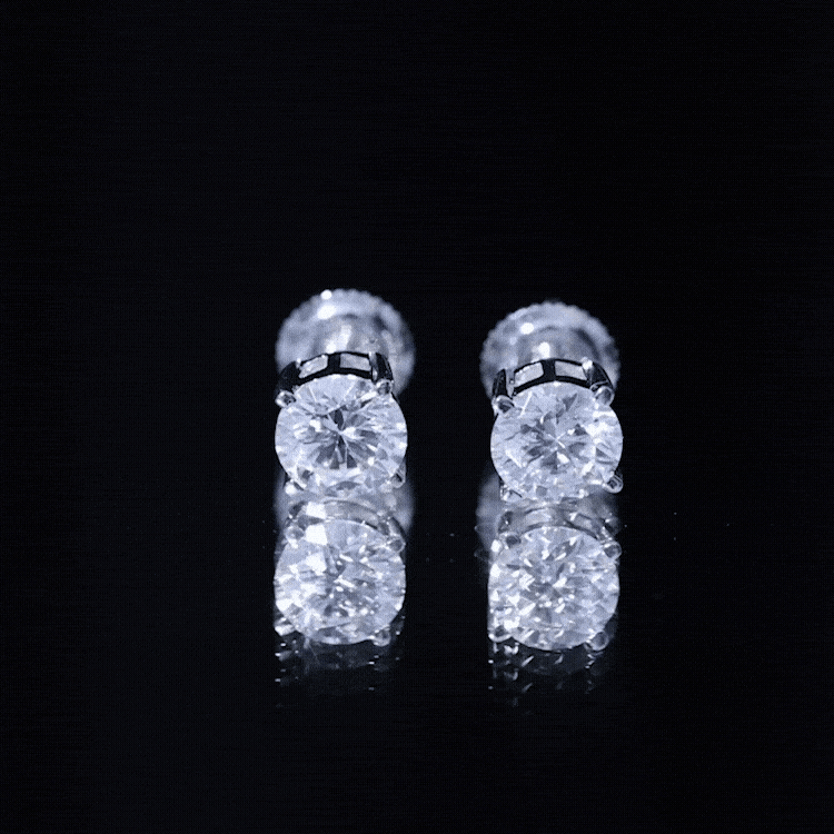 2 Carat Moissanite Solitaire Stud Earrings in Silver D-VS1 92.5 Sterling Silver - Rosec Jewels
