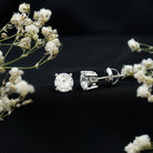 2 Carat Moissanite Solitaire Stud Earrings in Silver D-VS1 92.5 Sterling Silver - Rosec Jewels