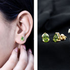 Natural Pear Shape 2 Carat Peridot August Birthstone Earrings AAA - Rosec Jewels