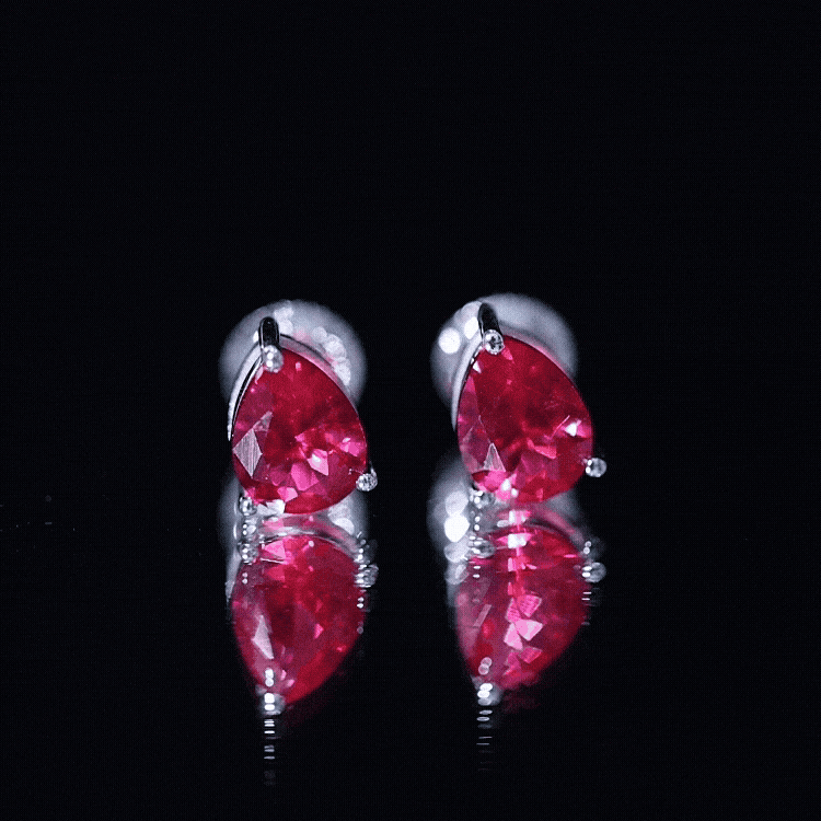 2 Carat Lab Created Ruby Teardrop Stud Earrings for Women AAAA - Rosec Jewels