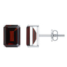 Real 4.32 Carat Emerald Cut Garnet Stud Earrings with Screw on Backs AAA - Rosec Jewels