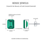 3.3 Carat Emerald Cut Lab Grown Emerald Solitaire Stud Earrings AAAA - Rosec Jewels