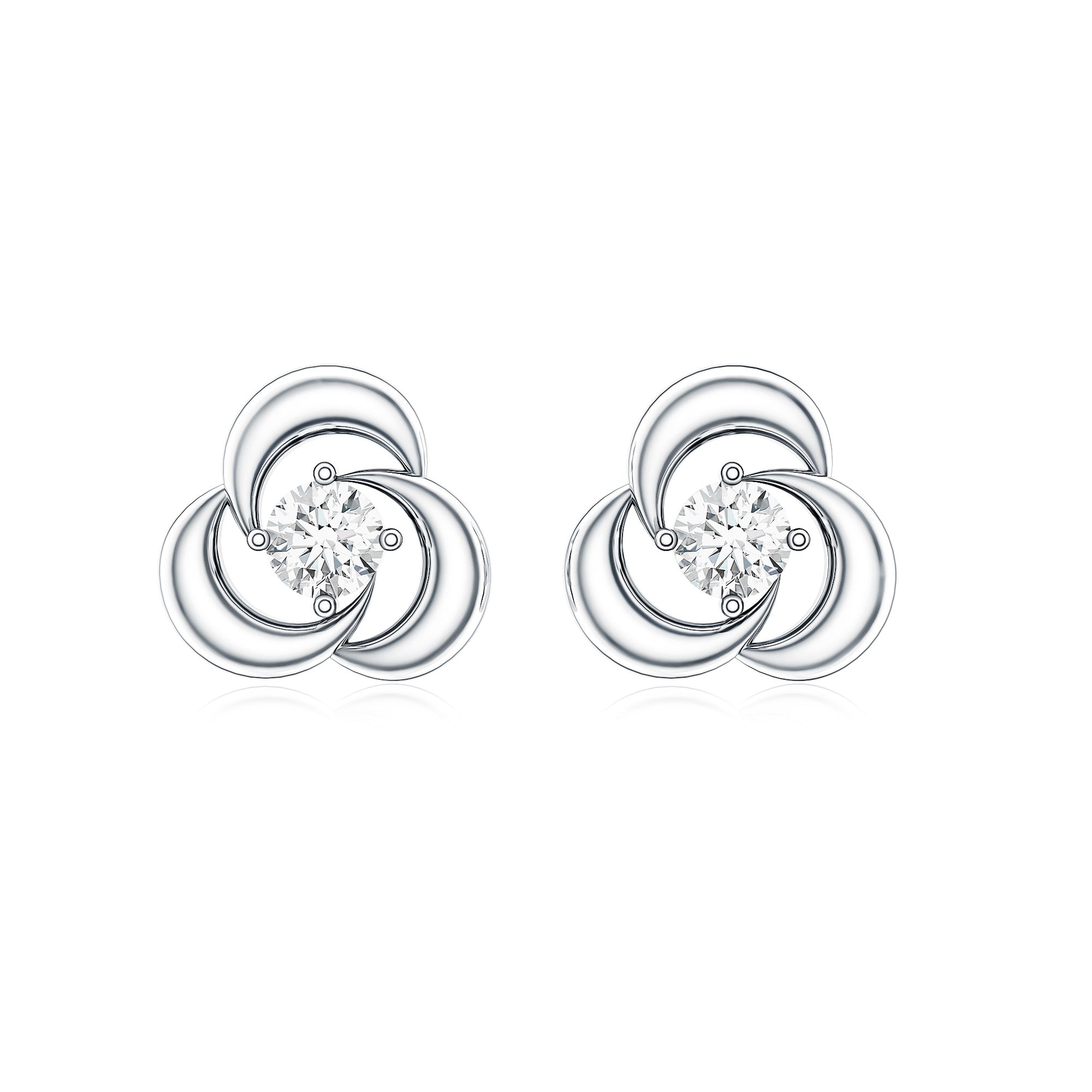 Diamond Swirl Stud Earring with Screw Back Natural - ( HI-SI ) - Rosec Jewels