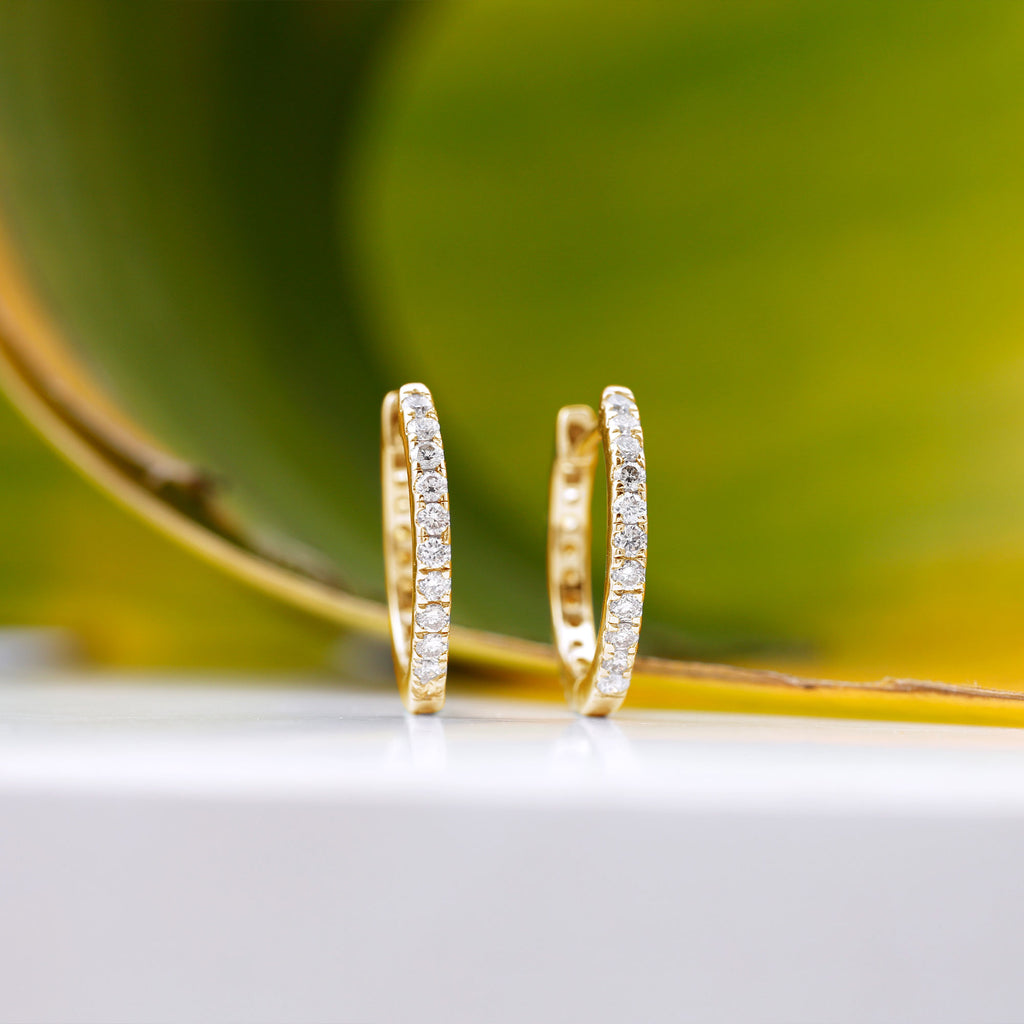 Rosec Jewels - Round Shaped Diamond Hoop Earrings