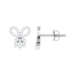 0.25 CT Minimal Diamond Bow Screw Back Stud Earrings Diamond - ( HI-SI ) - Color and Clarity - Rosec Jewels