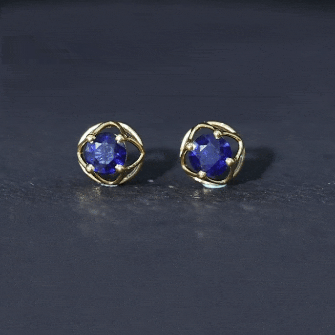 2 CT Blue Sapphire Solitaire Vintage Stud Earrings Blue Sapphire - ( AAA ) - Quality - Rosec Jewels