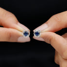 2 CT Blue Sapphire Solitaire Vintage Stud Earrings Blue Sapphire - ( AAA ) - Quality - Rosec Jewels