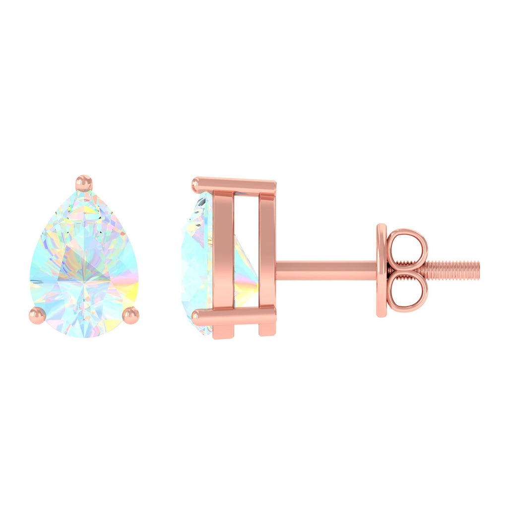 Rosec Jewels-Pear Cut Ethiopian Opal Solitaire Stud Earrings in Gold