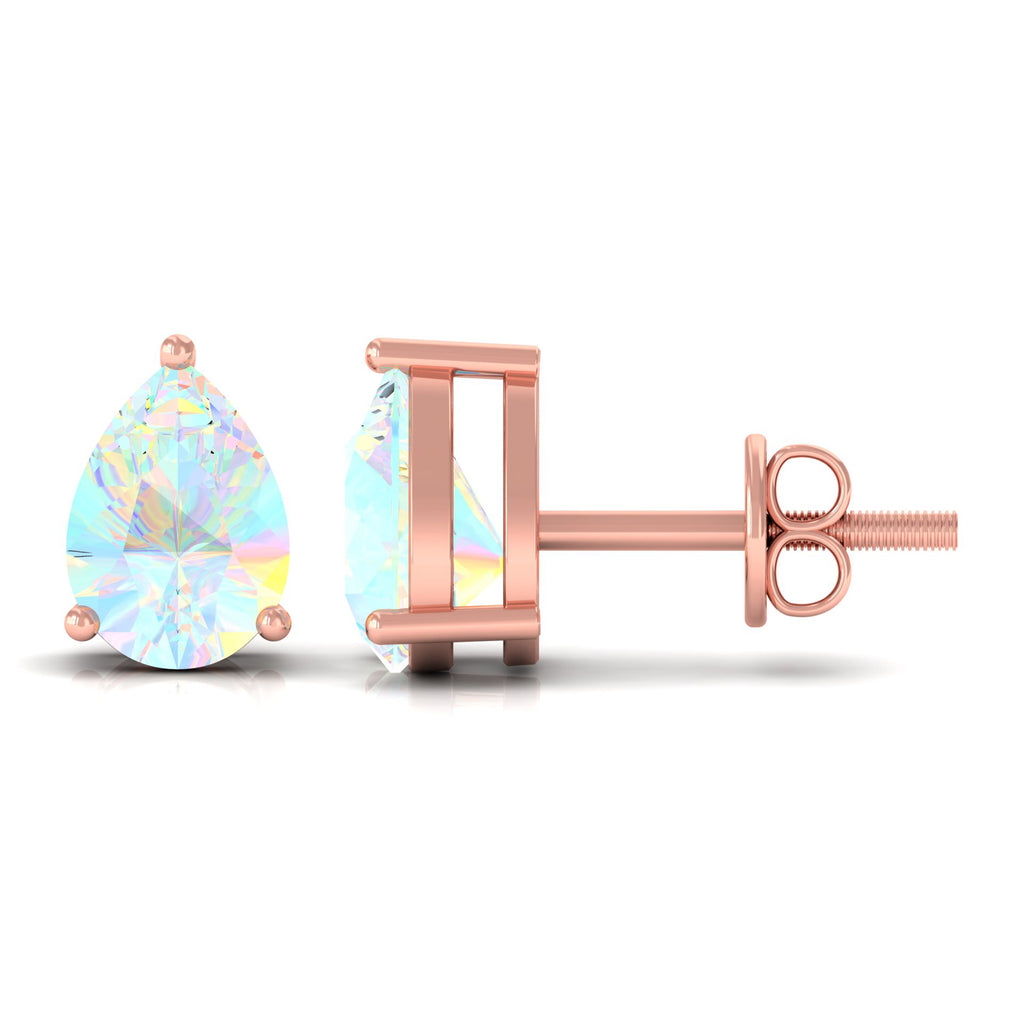 Rosec Jewels-Pear Cut Ethiopian Opal Solitaire Stud Earrings in Gold