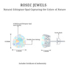 8MM Ethiopian Opal Solitaire Stud Earrings in Double Prong Setting AAA - Rosec Jewels