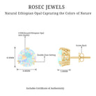 8MM Ethiopian Opal Solitaire Stud Earrings in Double Prong Setting AAA - Rosec Jewels
