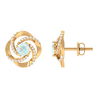 3/4 CT Minimal Ethiopian Opal and Diamond Stud Earrings Ethiopian Opal - ( AAA ) - Quality - Rosec Jewels