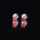 Fire Opal Stud Earrings with Screw on Backs AAA - Rosec Jewels