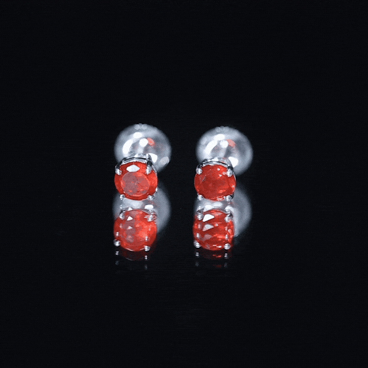Fire Opal Stud Earrings with Screw on Backs AAA - Rosec Jewels