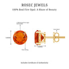 Fire Opal Stud Earrings with Screw on Backs AAA - Rosec Jewels