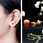Fire Opal Stud Earrings with Screw on Backs AAA - Rosec Jewels