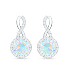 1 Carat Ethiopian Opal and Diamond Infinity Stud Earrings AAA - Rosec Jewels