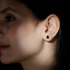 Natural 5X7 mm Pear Shape Black Spinel Earrings with Diamond Halo AAA - Rosec Jewels