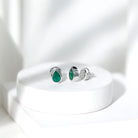 Genuine Emerald Teardrop Stud Earrings in Bezel Setting AAA - Rosec Jewels