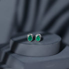 Genuine Emerald Teardrop Stud Earrings in Bezel Setting AAA - Rosec Jewels