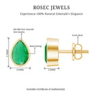 Genuine Emerald Teardrop Stud Earrings in Bezel Setting AAA - Rosec Jewels