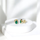 Genuine Emerald Teardrop Stud Earrings in Bezel Setting AAA - Rosec Jewels