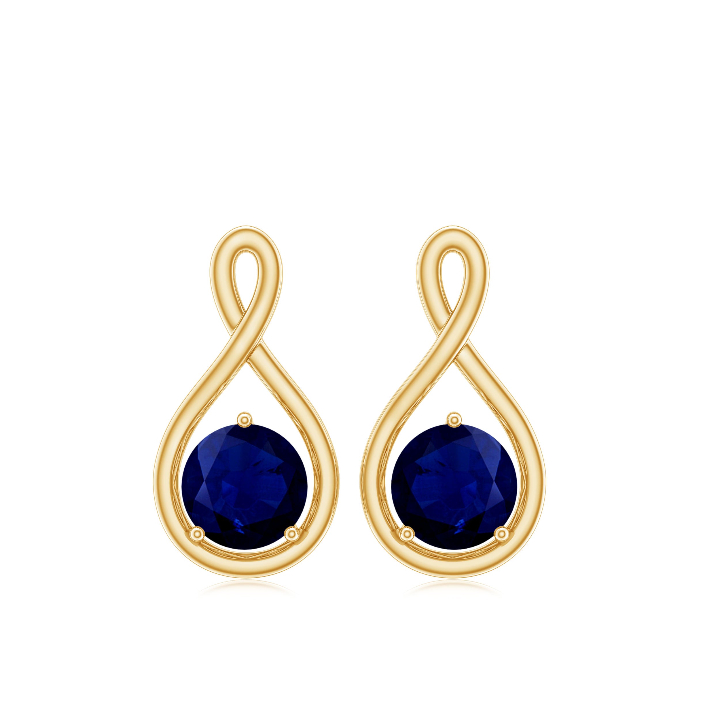 0.8 Carat Round Cut Blue Sapphire Solitaire Infinity Stud Earrings AAA - Rosec Jewels